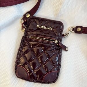 MZ Wallace Quilted Micro Crosby Crossbody Bag in Port Lacquer /Gold